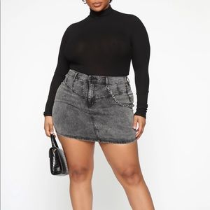 Acid wash denim skirt